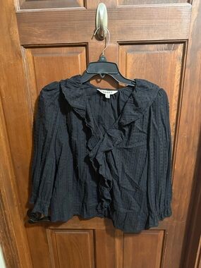 Boden Eliza Ruffle V-Neck Blouse Size 8